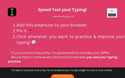Speed Test your Typing [speedtesttyping.net]  from Chrome web store to be run with OffiDocs Chromium online